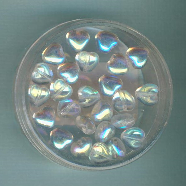3028701 Glasherzen 6mm kristall AB 25 Stück