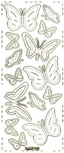 pu361g Sticker Schmetterling 6 gold transparent