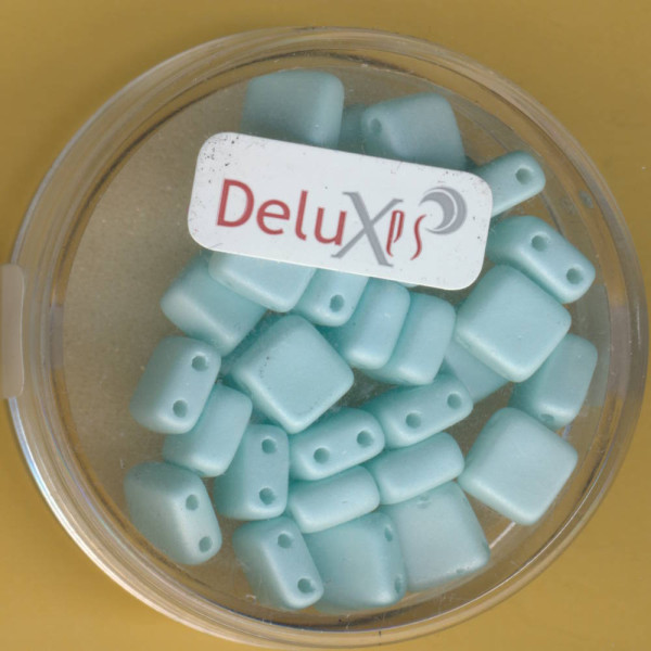 9701-06374 2 hole Square Beads Lumi Deluxes 6mm mint 30 Stück