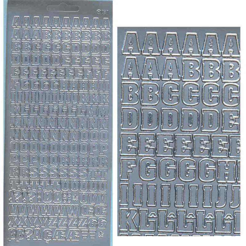 cl40s Sticker Buchstaben 10mm silber