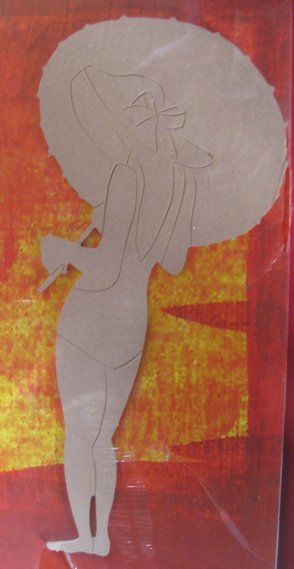 084060000 Holz Dekor Strandfrau 17x39cm