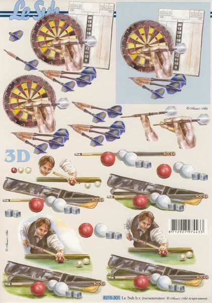 8215.301 3D Motivbogen A4 Darten und Billard