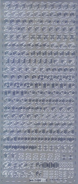 pu286s Sticker Buchstaben 1 silber