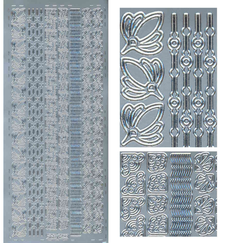pu422s Sticker Ecken und Linien 3 silber