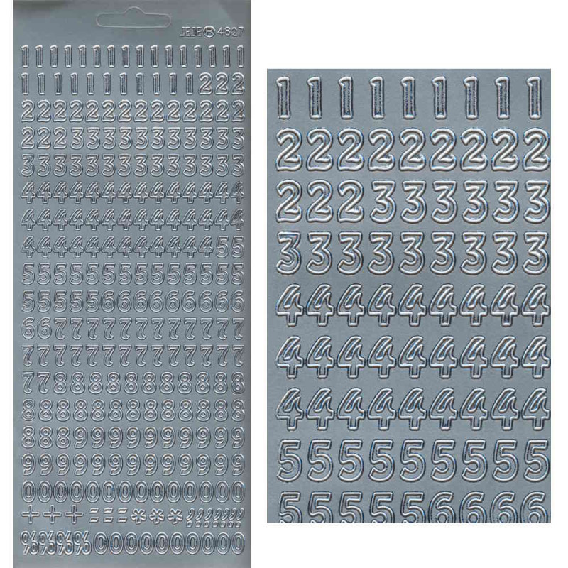 3460262 Sticker Zahlen 1 9mm silber