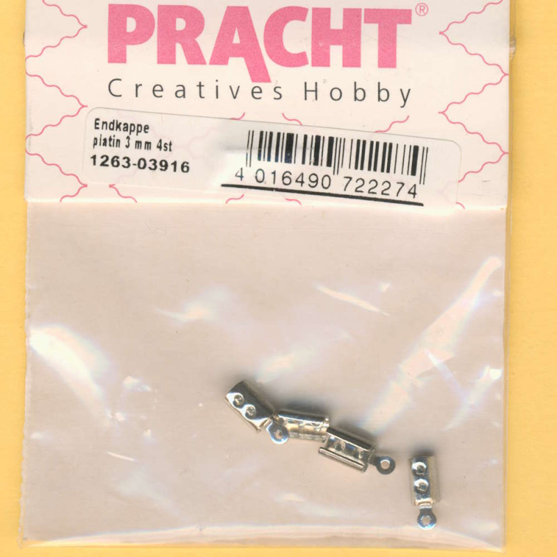1263-03916 Endkappe 3mm platin 4 Stück
