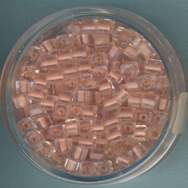 9643-474 Glasperlen Würfel 3mm hellorange Farbeinzug 20g