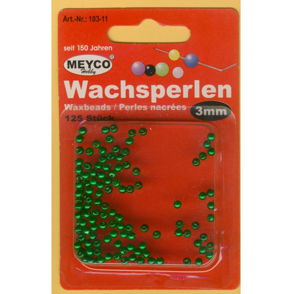 103-11 Wachsperlen 3mm dunkelgrün 125 Stück