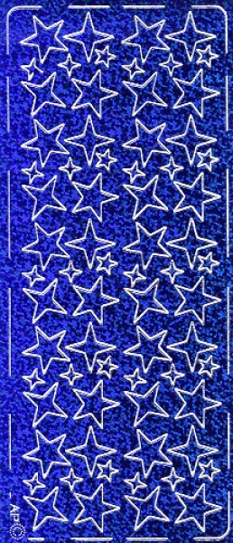 pu032sbh Sticker Sterne 11 silber blau hologramm