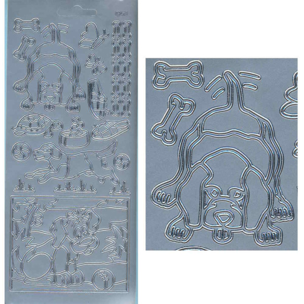 cl531s Sticker Hunde 2 silber