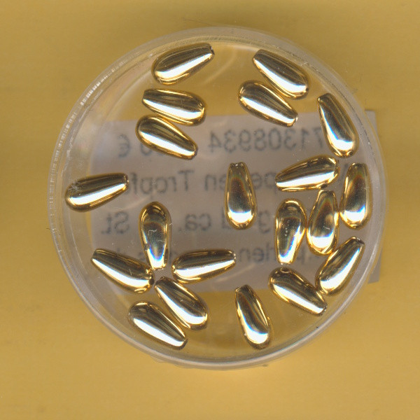 0713-08934 Wachsperlen Tropfen 4x8mm gold metallic 20 Stück