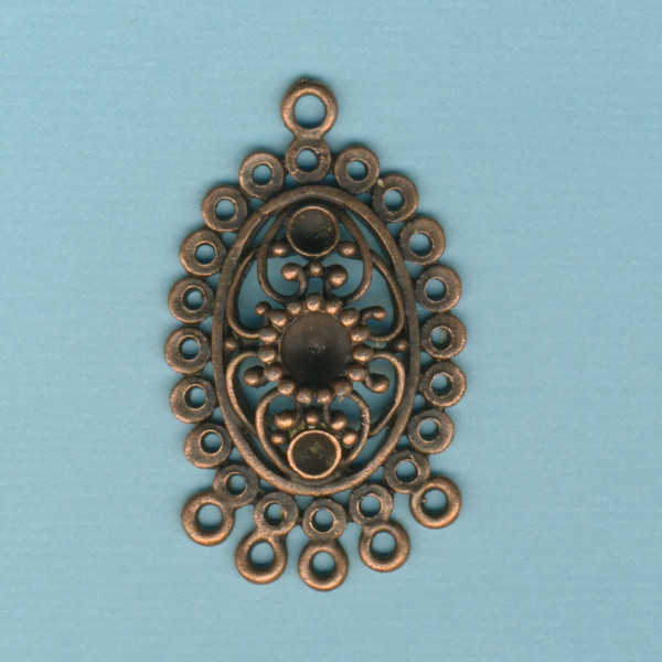 491711981 Metall Anhänger Ornament oval altkupfer 40x23mm
