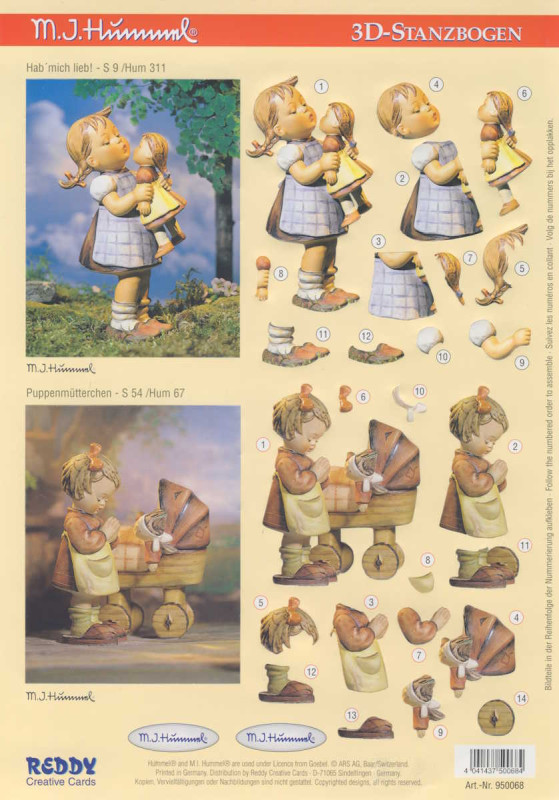 95068 3D Stanzbogen A4 M I Hummel Hab mich lieb