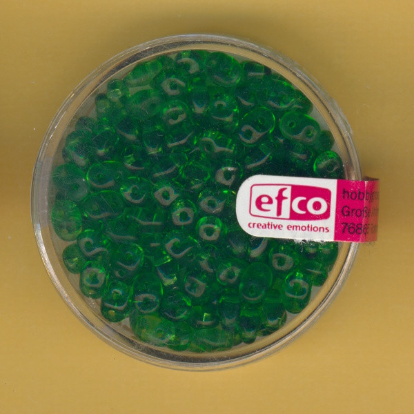 1020965 Glasperlen Superduo 4x2mm grasgrün transparent 10g
