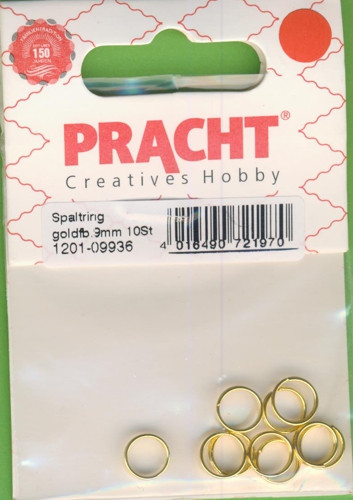 1201-09936 Spaltringe 9mm gold 10 Stück