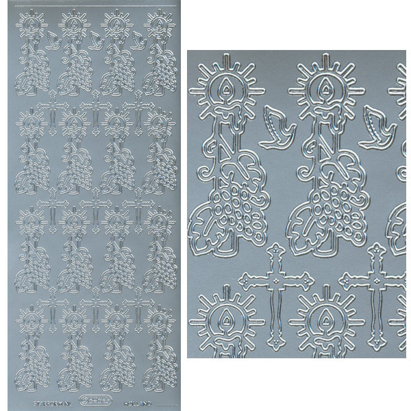 ls896s Sticker Kerze und Kreuz silber