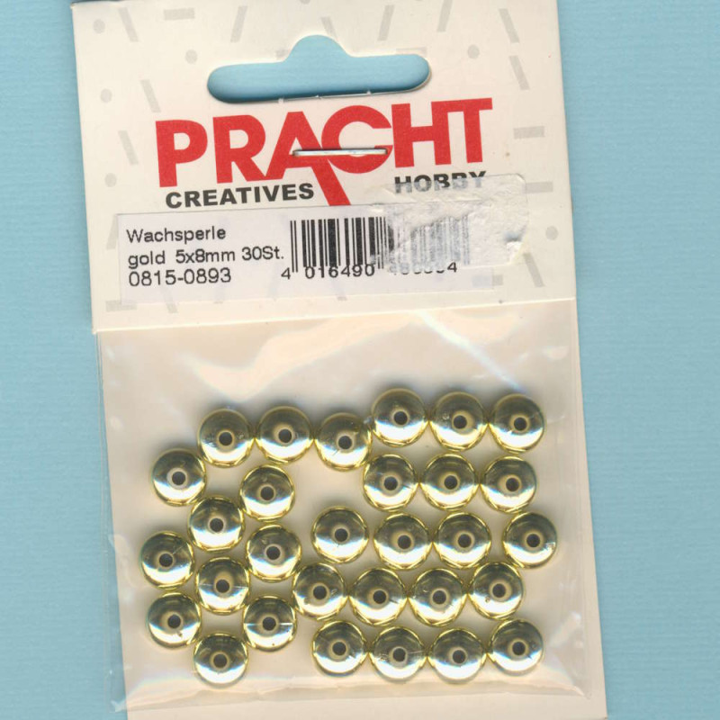 0815-0893 Wachsperlen Scheiben 5x8mm gold 30 Stück