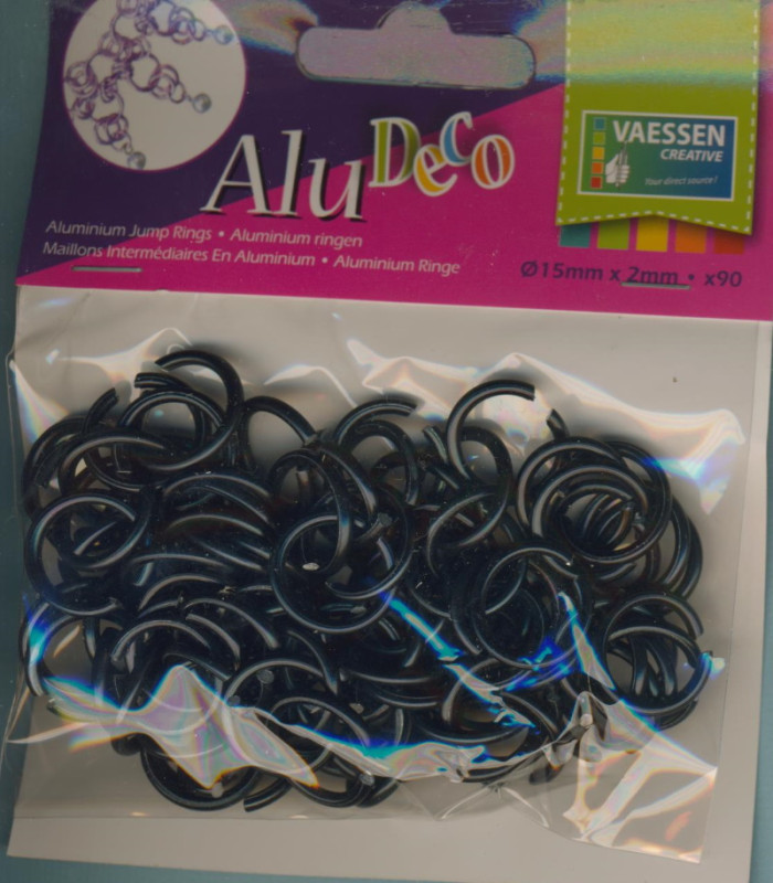 3901609 AluDeco Jewelry Aluminium Ringe 15mm schwarz 90 Stück