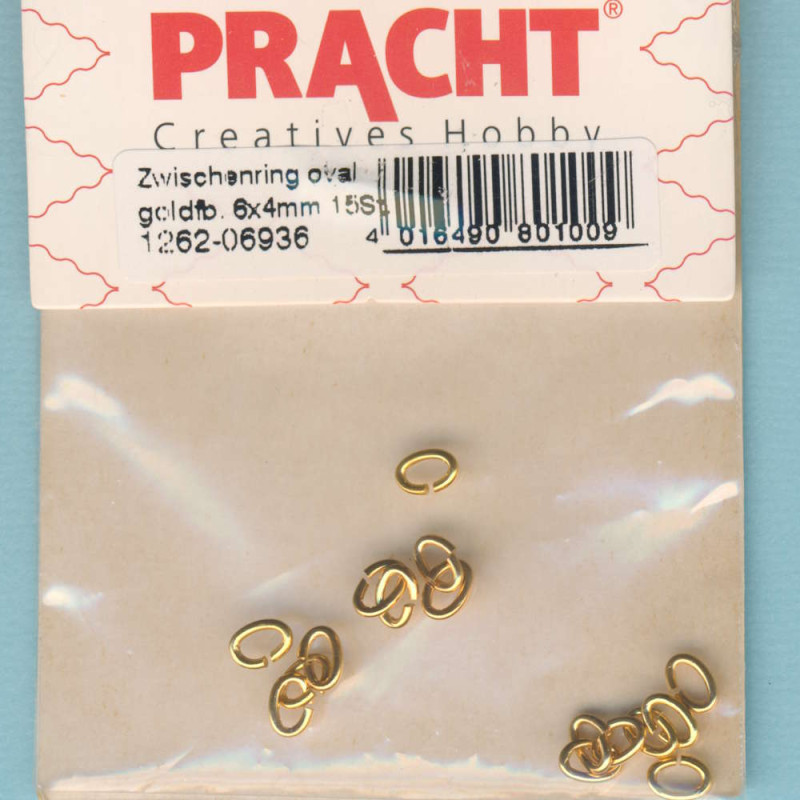 1262-06936 Zwischenringe oval 6x4mm goldfarben 15 Stück