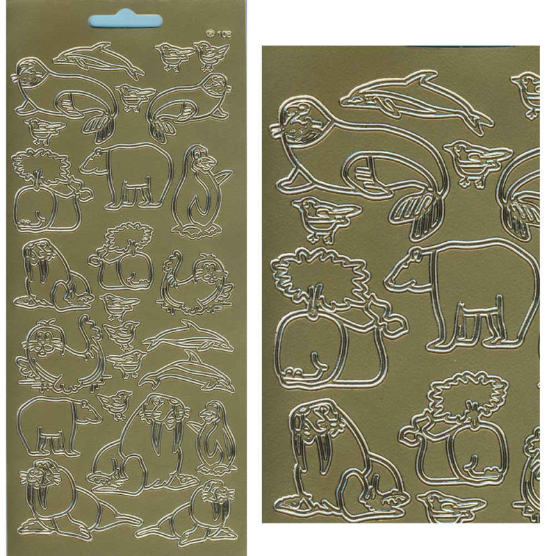 cm108g Sticker Meerestiere gold