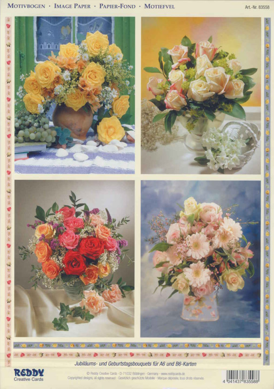 83558 3D Stanzbogenset A4 Geburtstagsbouquets