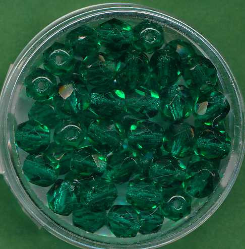 073006195 Glasschliffperlen 6mm emerald transparent 50 Stück