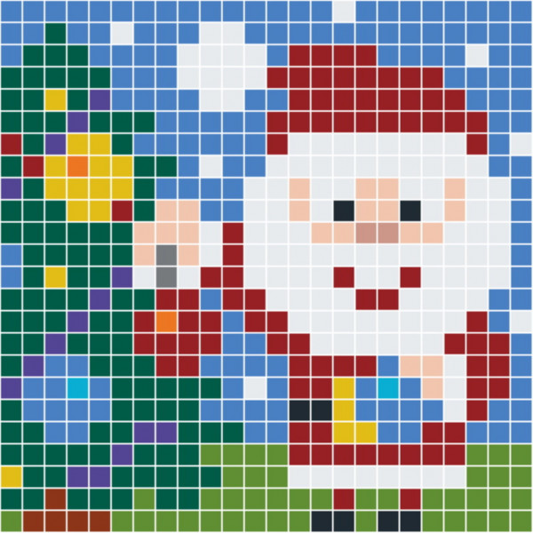 px41064 Set Pixel XL viereckige Platte Weihnachtsmann am Christbaum
