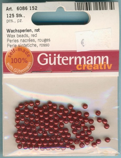 6086152 Wachsperlen 3mm hellrot 125 Stück