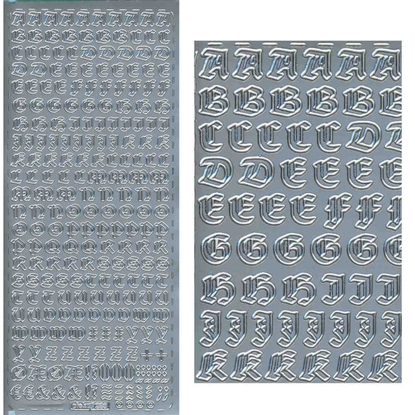 pu286s Sticker Buchstaben 1 silber