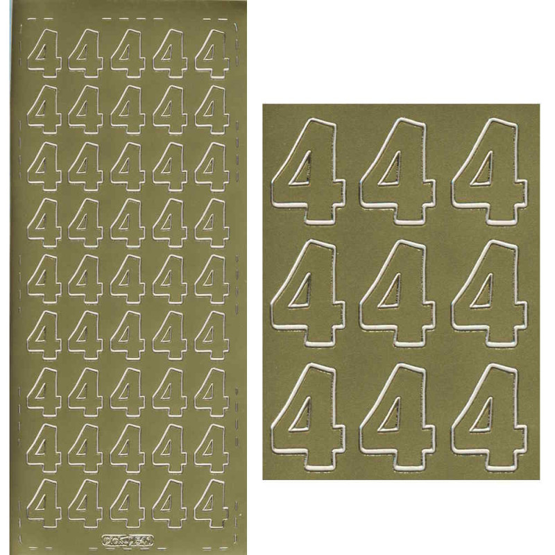 pu541g Sticker Ziffer 4 20mm gold