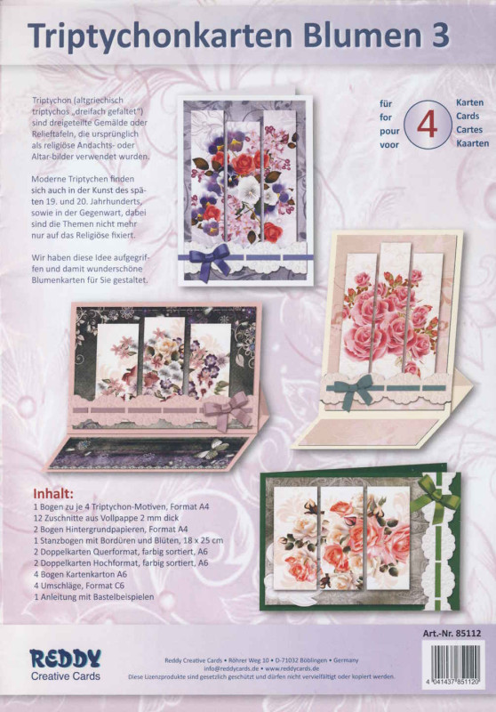 85112 Bastelset Triptychonkarten Blumen 3