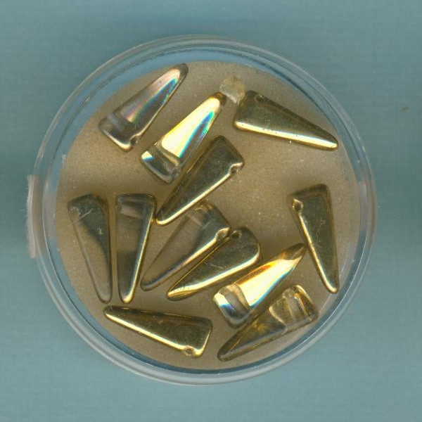 491916934 Glasperlen Viereck Spikes 5x16mm gold halb bedampft 12 St.