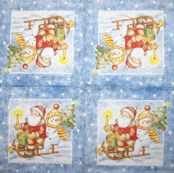 Serviette Santa und Schneemann II