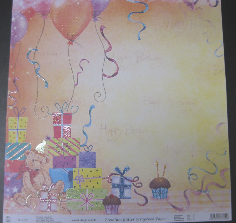 70300001 Scrapbook Papier Geburtstag 30,5x30,5cm Vorderseite