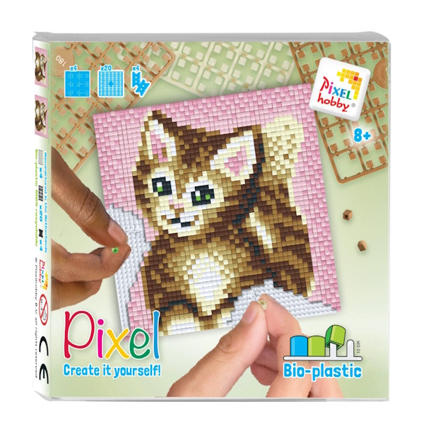 44038 Pixelhobby Set 4 kleine Basisplatten Katze