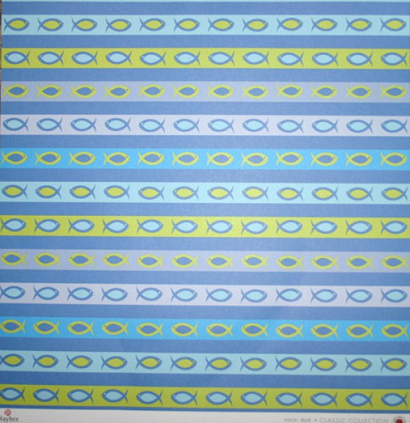 79092356 Scrapbook Papier Fisch blau 30,5x30,5cm