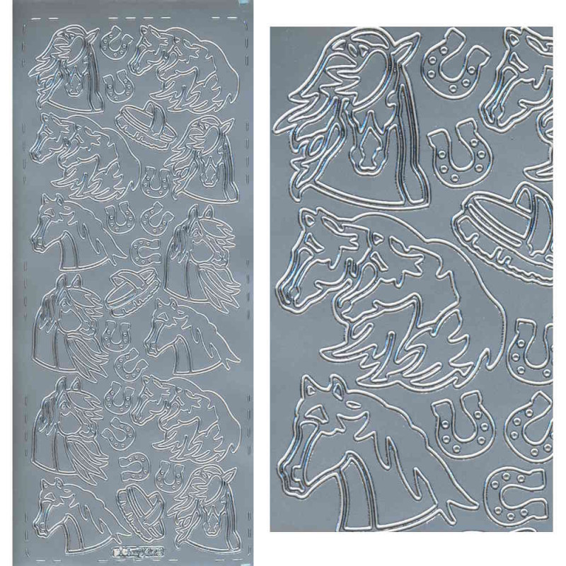 pu478s Sticker Pferde 4 silber
