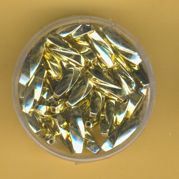 0805-14934 Wachsperlen Kantoliven gedreht 14mm gold 35 Stück