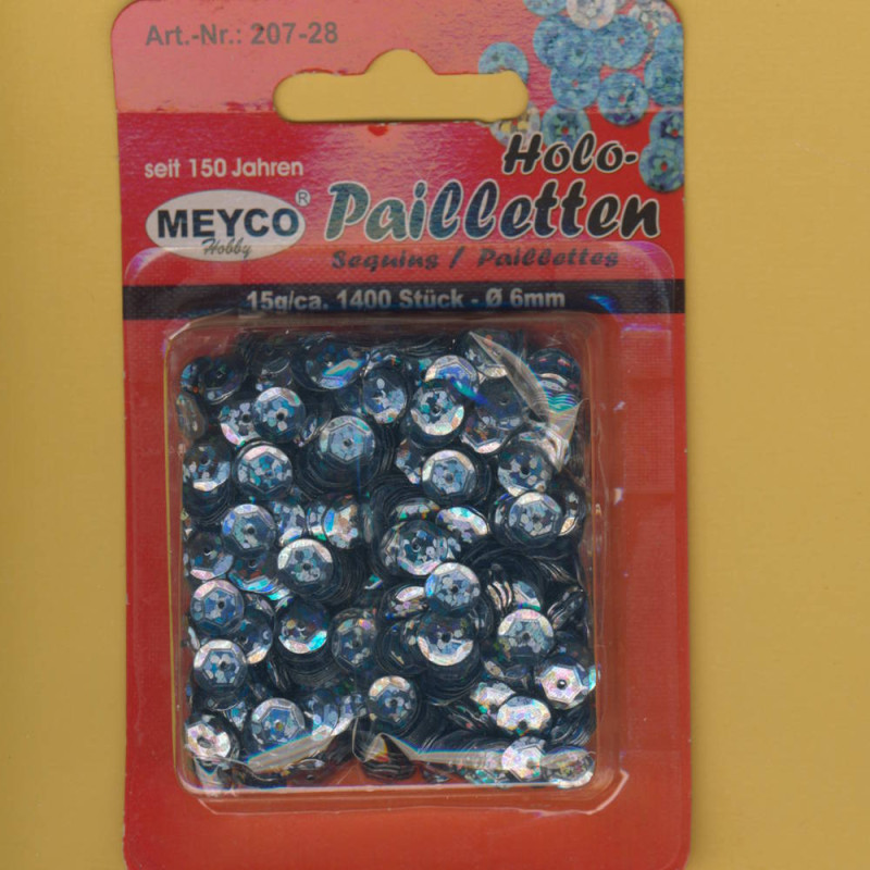 20728 Pailletten gewölbt 6mm hologramm anthrazit 15g