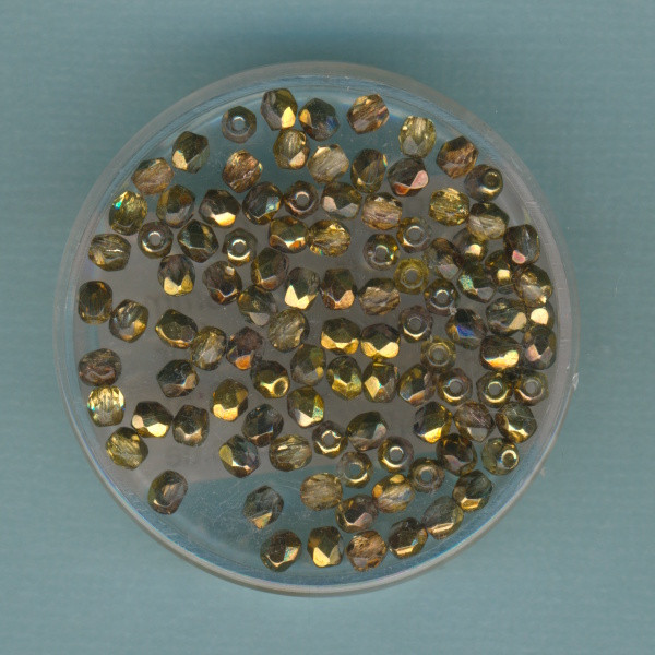 3098002 Glasschliffperlen 3mm feuerpoliert multicolor gold kristall 100 Stück