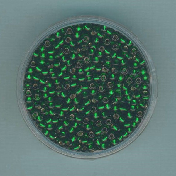 83146_Rocailles-2,5mm-emeraldgrün-Silbereinzug-17g