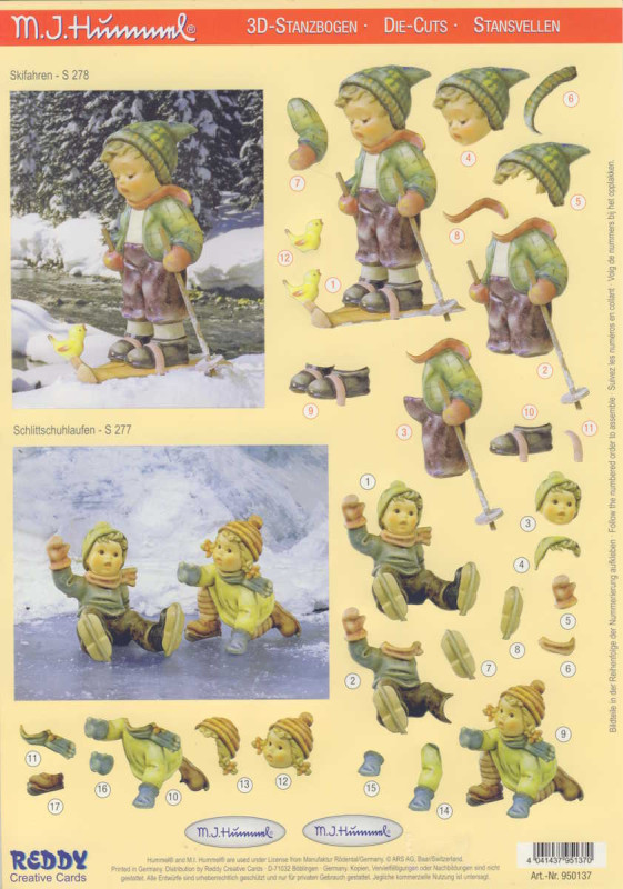 950137 3D Stanzbogen A4 M I Hummel Skifahren