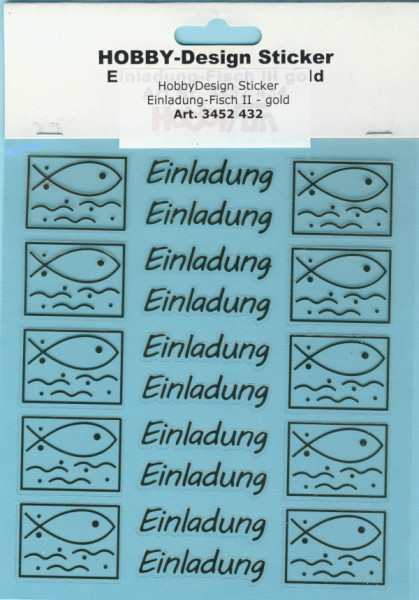 3452432 Hobby Design Sticker Einladung Fisch II gold