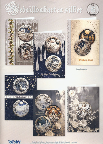 806502 Karten Bastelset Weihnachten Medaillonkarten silber