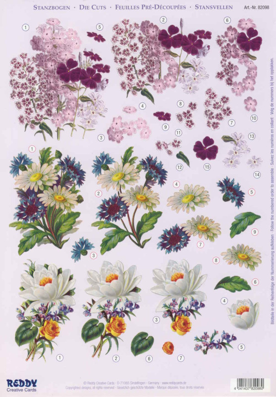 82098 3D Stanzbogen A4 Wildblumen 3