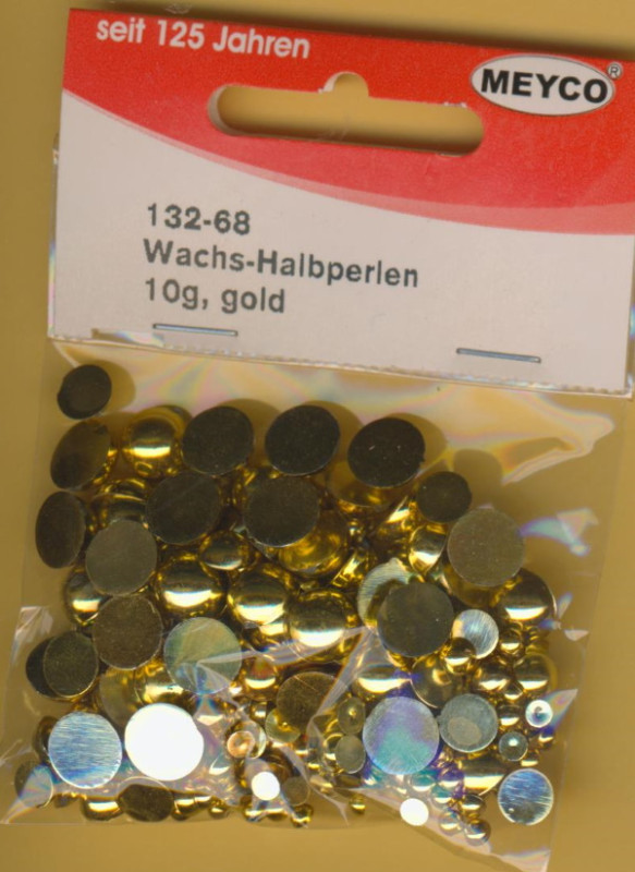 13268 Wachs Halbperlen sortiert gold 10g