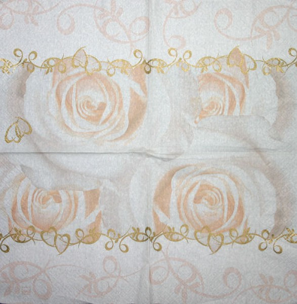 Serviette Rosen und Herzen