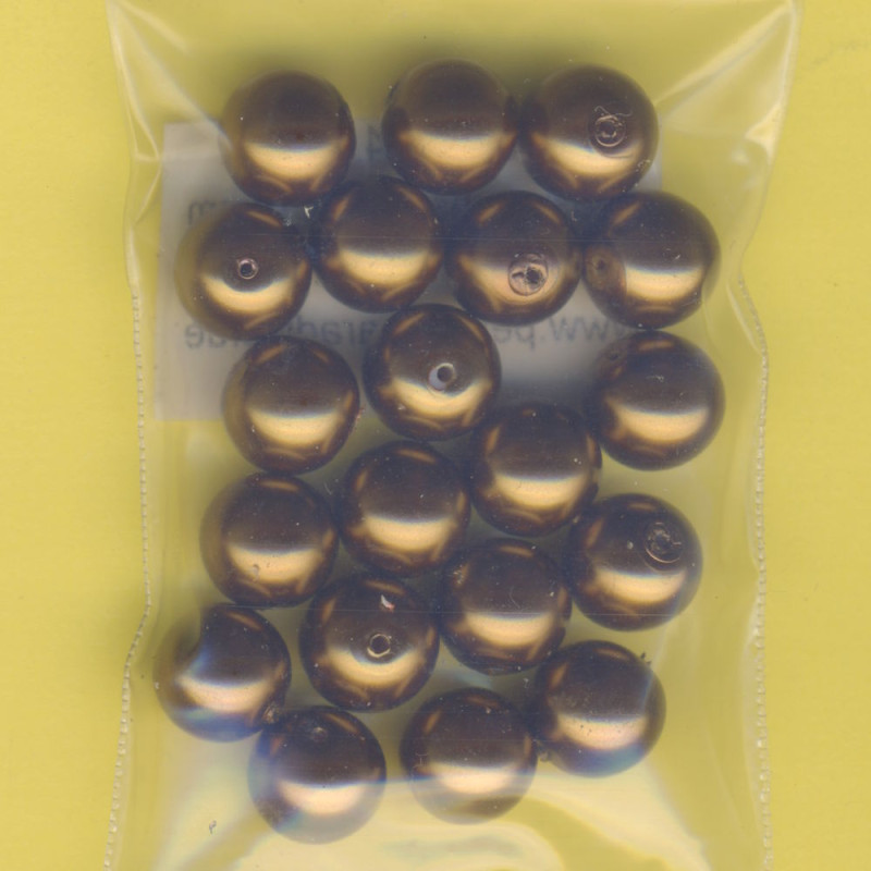 0760-10414 Glaswachsperlen 10mm dunkelbraun 20 Stück in Packung