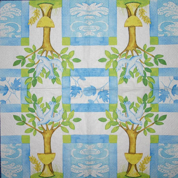 Serviette Christliche Feste weiß-blau