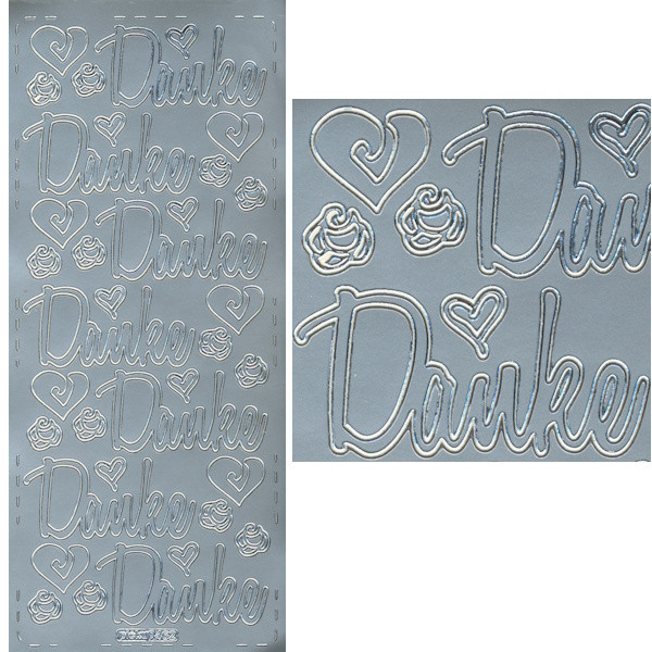 pu462s Sticker Danke 3 silber
